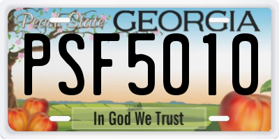 GA license plate PSF5010