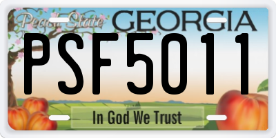 GA license plate PSF5011