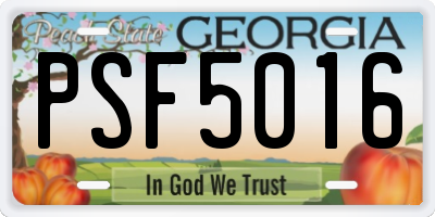 GA license plate PSF5016