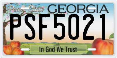 GA license plate PSF5021