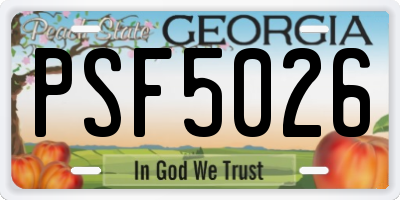 GA license plate PSF5026