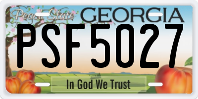 GA license plate PSF5027
