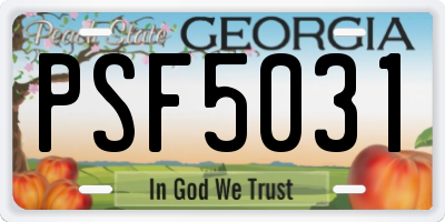 GA license plate PSF5031