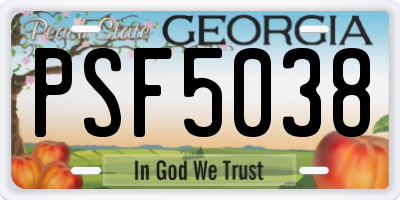 GA license plate PSF5038