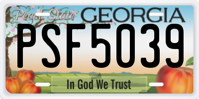 GA license plate PSF5039
