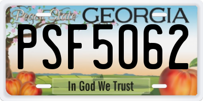 GA license plate PSF5062