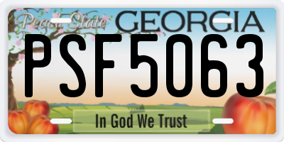 GA license plate PSF5063
