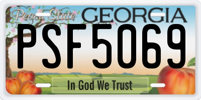 GA license plate PSF5069