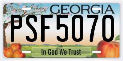 GA license plate PSF5070
