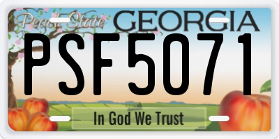 GA license plate PSF5071