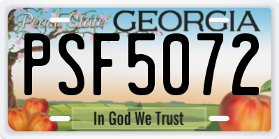 GA license plate PSF5072