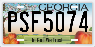 GA license plate PSF5074