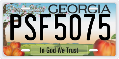 GA license plate PSF5075
