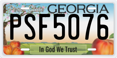 GA license plate PSF5076