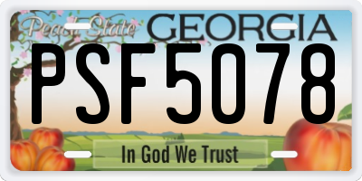 GA license plate PSF5078