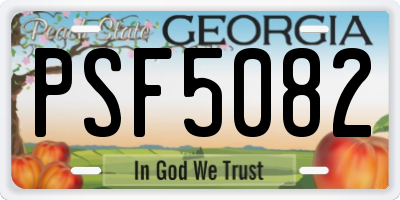 GA license plate PSF5082