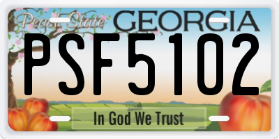 GA license plate PSF5102