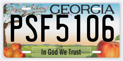 GA license plate PSF5106