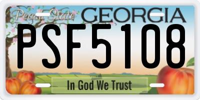 GA license plate PSF5108
