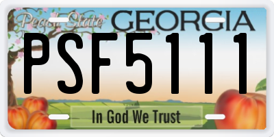 GA license plate PSF5111