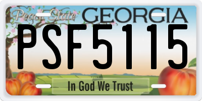 GA license plate PSF5115