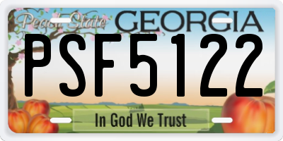 GA license plate PSF5122