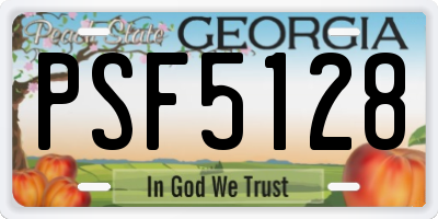 GA license plate PSF5128