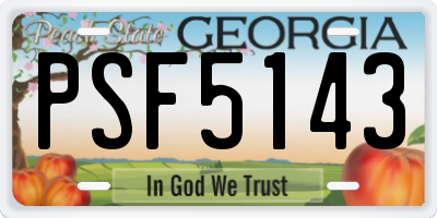 GA license plate PSF5143