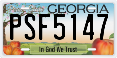 GA license plate PSF5147