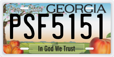 GA license plate PSF5151