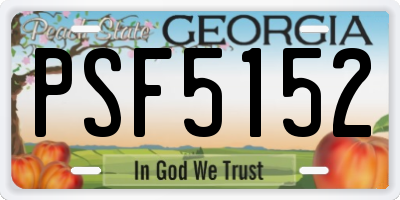 GA license plate PSF5152