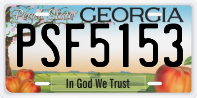 GA license plate PSF5153