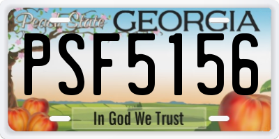 GA license plate PSF5156