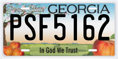 GA license plate PSF5162