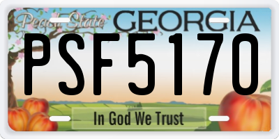 GA license plate PSF5170