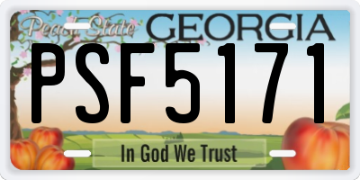 GA license plate PSF5171