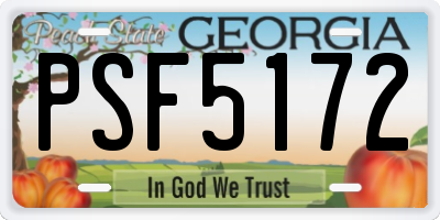 GA license plate PSF5172