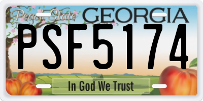 GA license plate PSF5174
