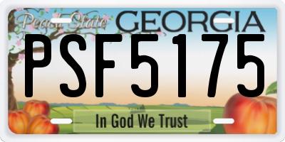 GA license plate PSF5175
