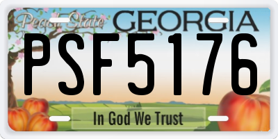 GA license plate PSF5176
