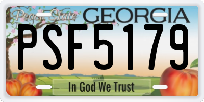 GA license plate PSF5179