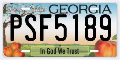 GA license plate PSF5189