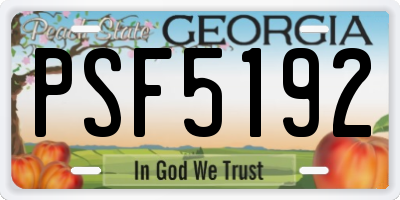 GA license plate PSF5192