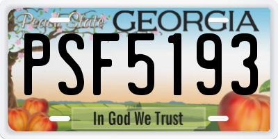 GA license plate PSF5193