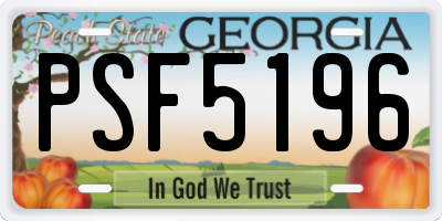 GA license plate PSF5196