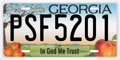 GA license plate PSF5201