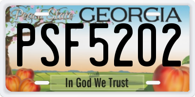 GA license plate PSF5202