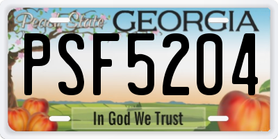 GA license plate PSF5204