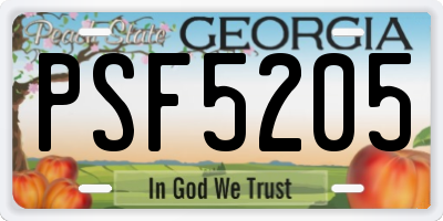 GA license plate PSF5205