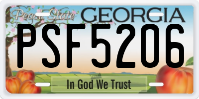 GA license plate PSF5206